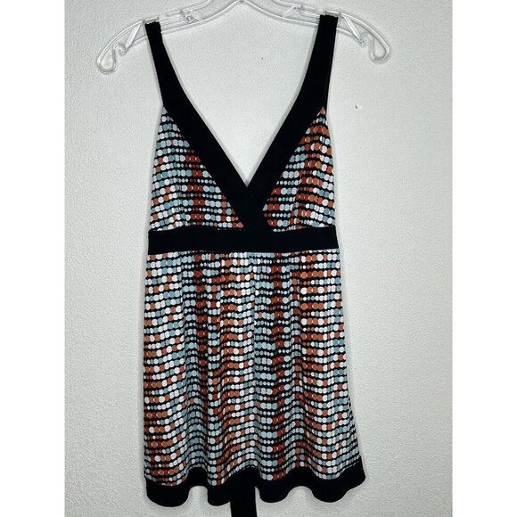 Tempted Hearts Babydoll Top Womens XL Abstract Polka Dot Tie Back Empire Y2K - Picture 2 of 11